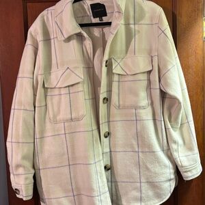 Dynamite Cream and Purple Plaid Shirt